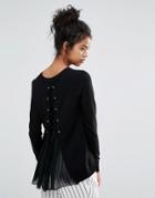 Brave Soul Tie Back Sweater - Black