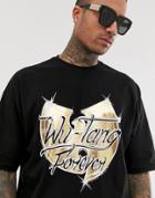 Asos Design Wu-tang Clan Oversized T-shirt With Foil Print-black