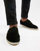 Kg By Kurt Geiger Lace Up Espadrilles In Black Suede-blue