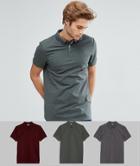 Asos Design Pique Polo With Button Down Collar 3 Pack Save - Multi