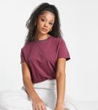 Asos Design Tall Ultimate T-shirt With Crew Neck In Cotton Blend In Wine-red