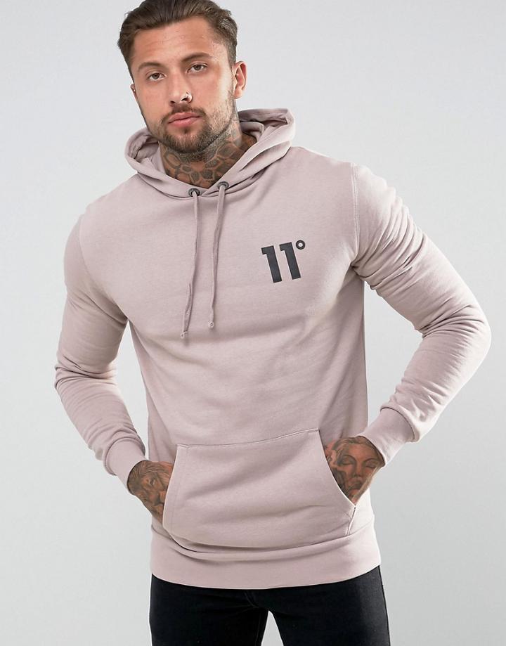 11 Degrees Hoodie In Pink With Logo - Pink
