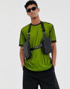 Asos Design Relaxed Longline T-shirt With Double Layer Mesh In Acid Lime-green