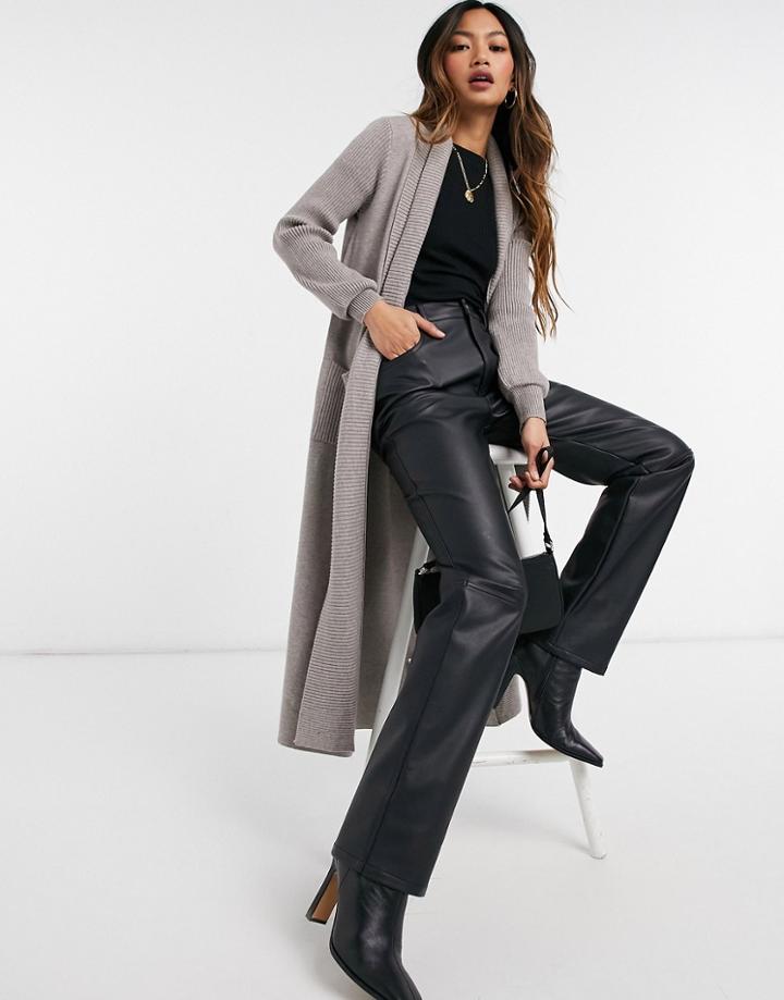 River Island Mix Stitch Longline Cardigan In Gray-grey