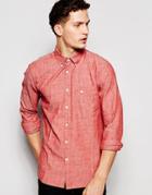 Nudie Slim Fit Shirt Stanley Button Down In Red Chambray - Red Chambray