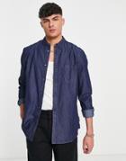 French Connection Denim Shirt In Dark Wash Blue-navy