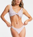 Pieces Exclusive Bikini Bottom In White Floral-multi