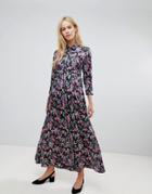 Max & Co Maxi Floral Shirt Dress - Black