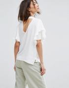 Mango Frill Sleeve Blouse - Tan