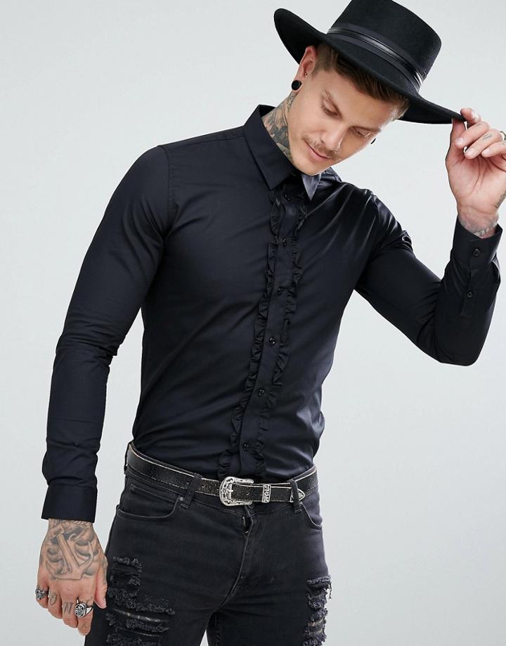 Devils Advocate Black Ruffled Shirt - Black