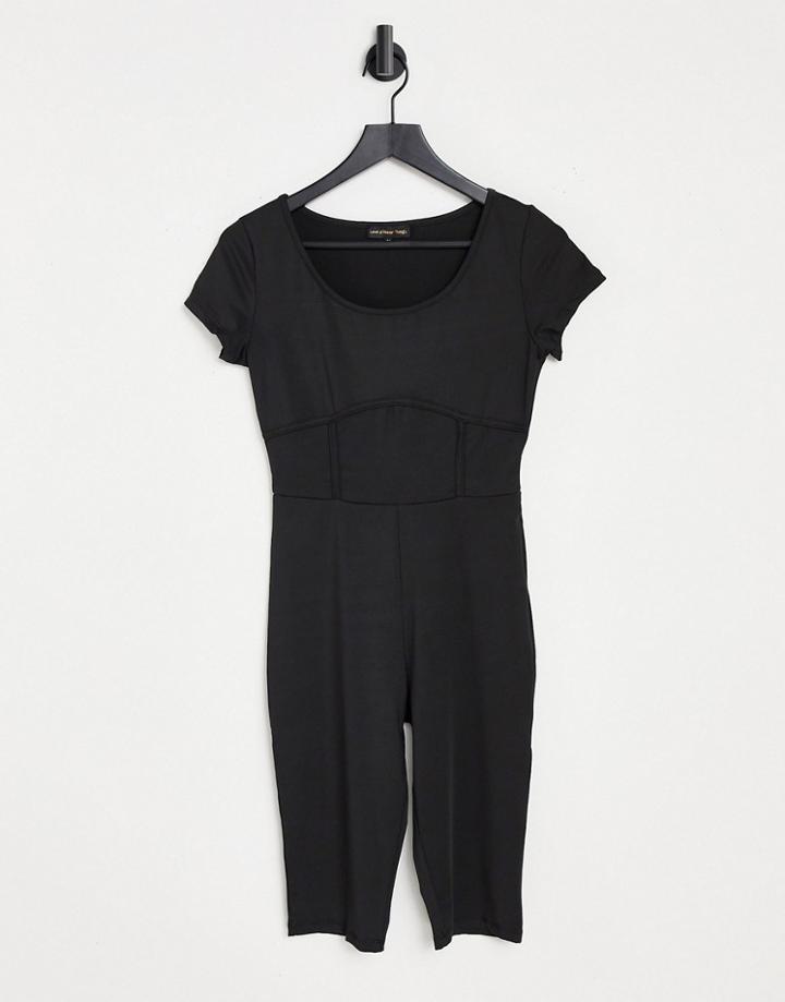 Love & Other Things Cap Sleeve Capri Unitard In Black