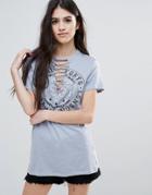 Brave Soul Tie Up T-shirt - Blue