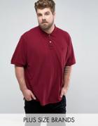 Jacamo Plus Polo With Short Sleeves In Wine - Red