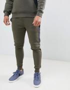 Nicce Skinny Joggers In Khaki With Contrasting Panels - Green