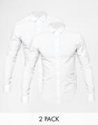 Asos Skinny Shirt 2 Pack Save 20% - White