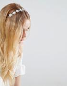 New Look Flower Jewelled Headband - White