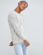 Bershka Knitted Marl Sweater In Ecru - Stone