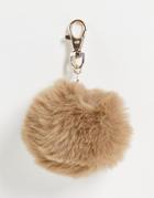 Asos Design Faux Fur Pom Bag Charm In Mink-brown