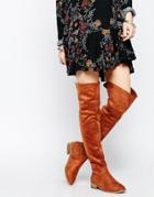 Truffle Collection Orla Over The Knee Boots - Tan Micro