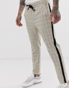 Only & Sons Neon Check Pants In Beige - Tan
