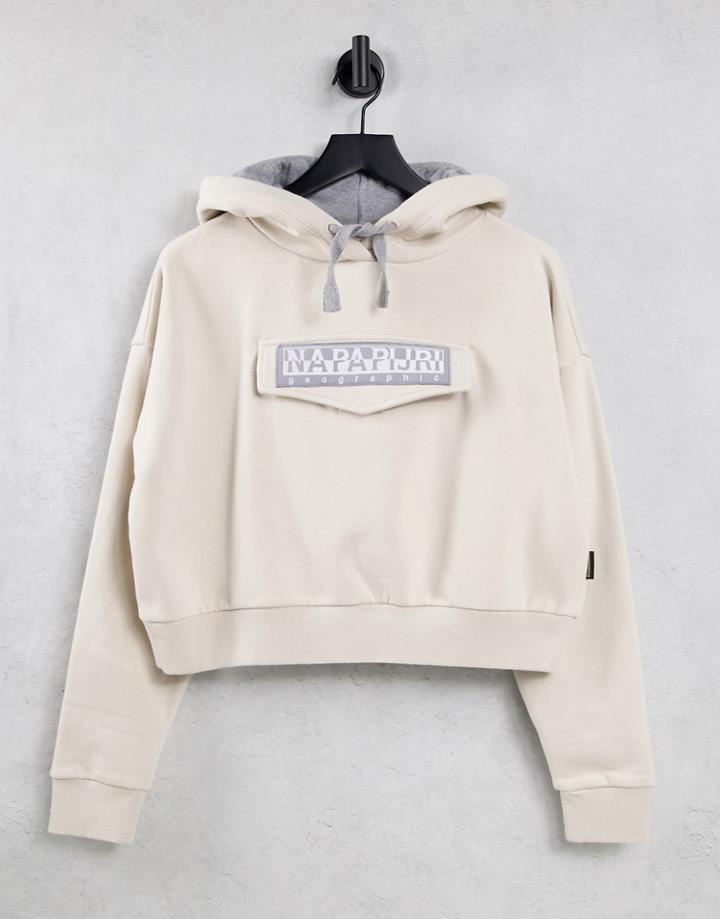 Napapijri Burgee Cropped Hoodie In Cream-white