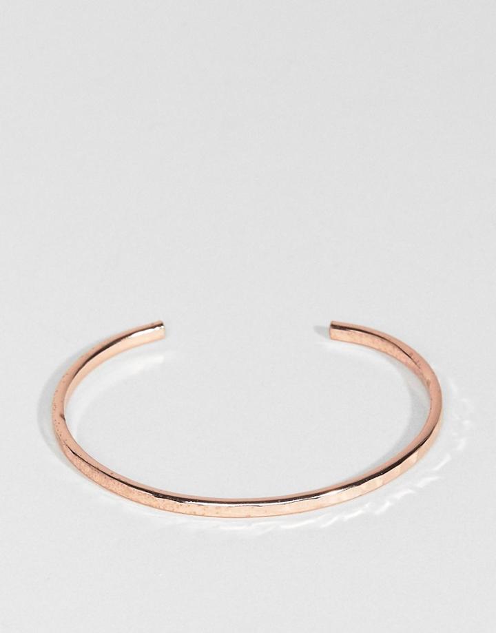 Asos Fine Hammered Cuff Bracelet - Copper