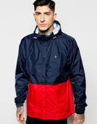 Farah Jacket With Color Block Packable - Navy
