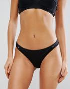 Asos Mix And Match Micro Brazilian Bikini Bottom With Eyelets - Black