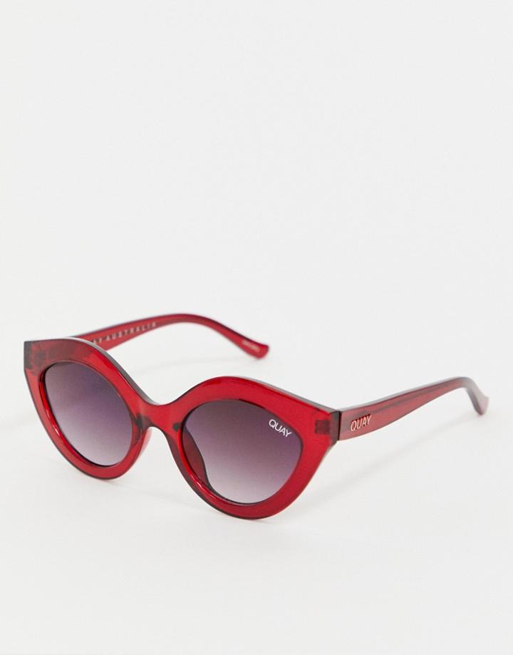 Quay Australia Goodnight Kiss Cat Eye Sunglasses In Red
