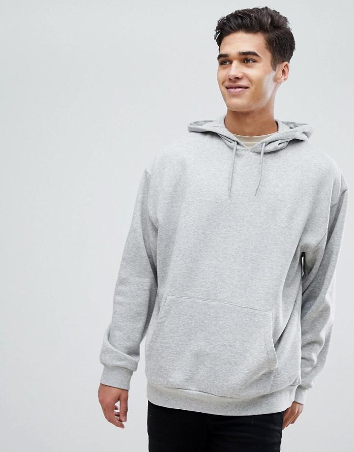 Asos Oversized Hoodie In Gray Marl - Gray