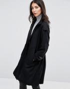 Selected Vivi Loose Draped Coat - Black