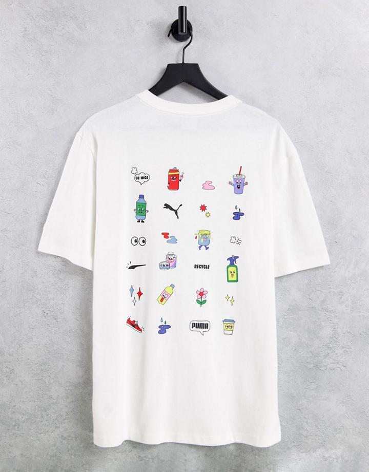 Puma Dowtown Graphic Back Print T-shirt In White