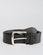 Diesel B-line Leather Belt With Metal Plate Insert Black - Black