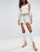 One Teaspoon Awesome Baggies Straight Leg Jean With Extreme Cut Out - Blue
