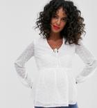 New Look Maternity Peplum Long Sleeve Blouse In White - White