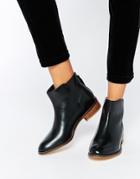 Dune Philbert Clean Leather Zip Back Ankle Boots - Black