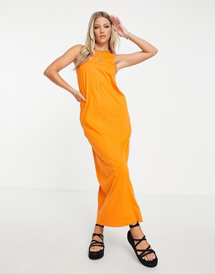 Monki Maxi Dress With Front Seam In Orange