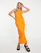 Monki Maxi Dress With Front Seam In Orange