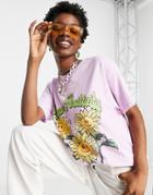 Vintage Supply Plant Positivity Oversized T-shirt In Purple