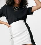 One Above Another Body-conscious Mini Skirt Set In Patchwork With Exposed Stitching-multi