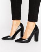 Raid Delora Black Pointed Block Heeled Shoes - Black