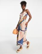 Urban Revivo Scarf Print Cami Midi Dress In Multi