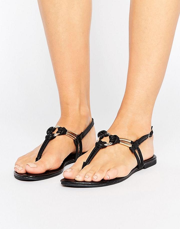New Look Leather Look Knot Detail Sandal - Black