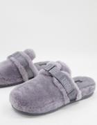 Ugg Fluff Slider Slippers In Gray-grey