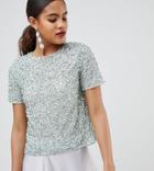 Asos Design Tall T-shirt With Sequin Embellishment - Green