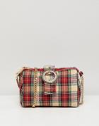 Asos Design Plaid And Diamonte Barrel Bag - Multi
