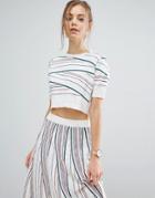Asos Co Ord Cropped Tee In Stripe - Multi