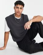 River Island Knitted Fisherman Vest In Gray