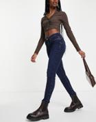 River Island Molly Bum Sculpt Jean In Dark Denim-blues