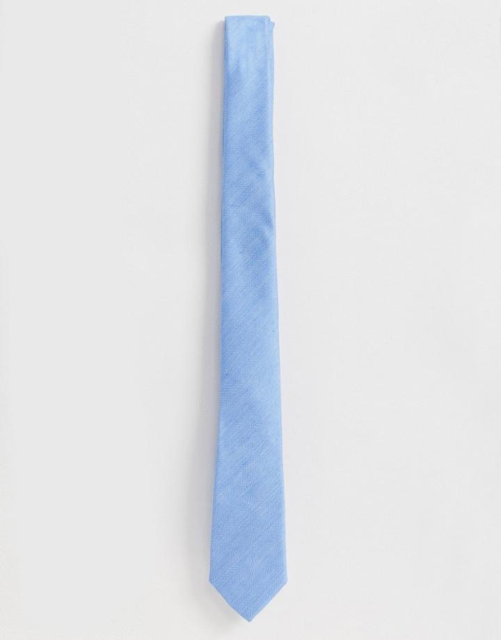 Asos Design Wedding Slim Tie In Blue - Blue